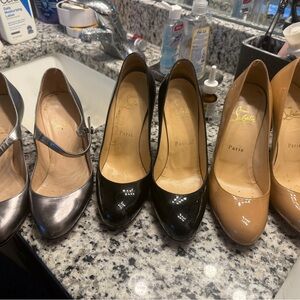 3 pairs authentic Christian Louboutin Black and Tan Heels